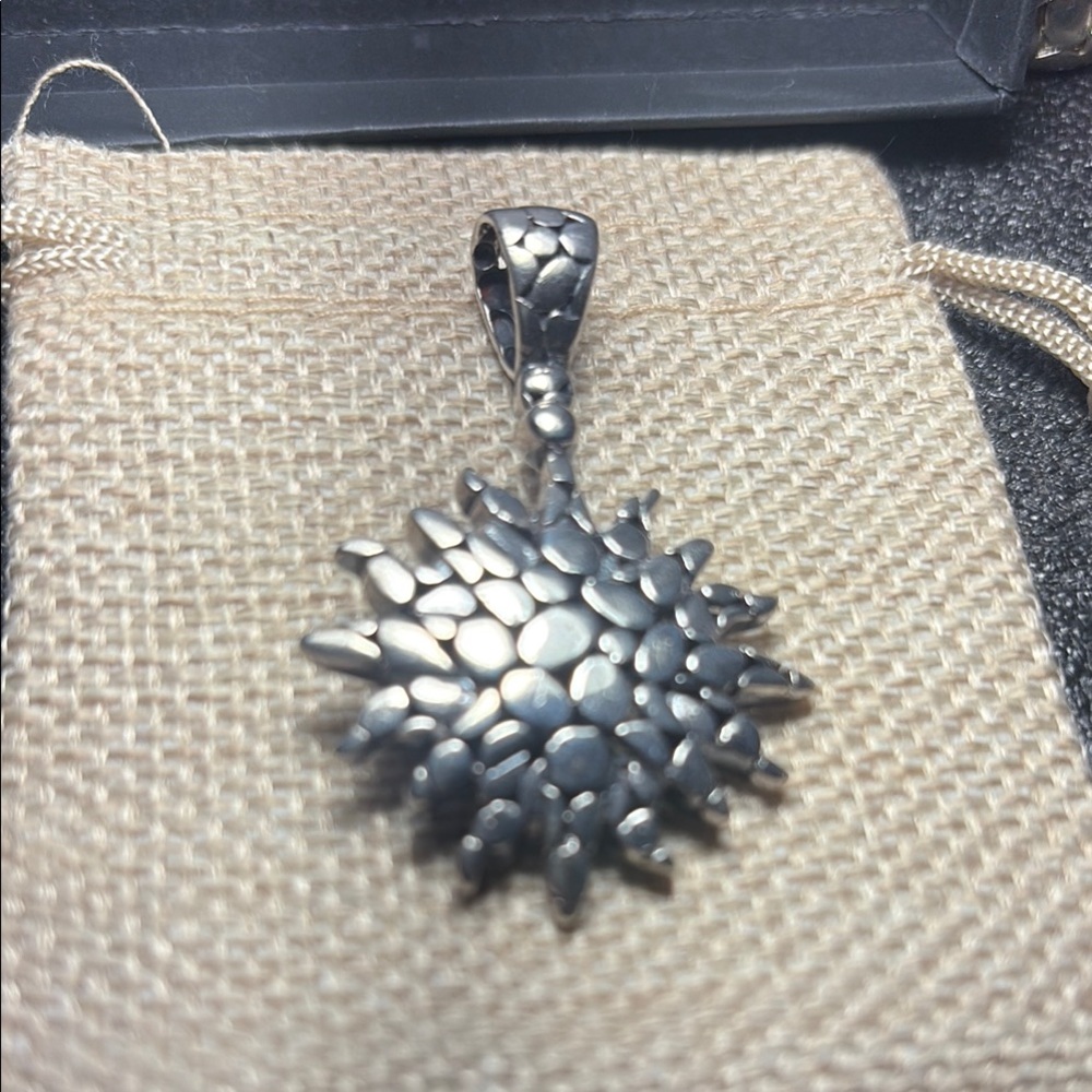 Silver Sunburst Pendant Necklace